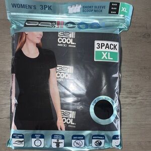 🌴32 Degrees Weatherproof Women's Short Sleeve Scoop Neck Cool Tee 3 Pack Size XL